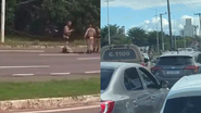 Imagem VÍDEO: Intensa troca de tiros é registrada em trecho da Avenida Paralela; assista