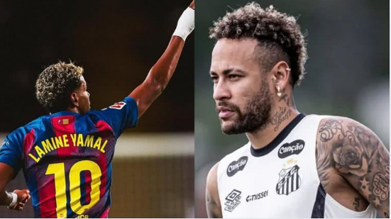 Reprodução/redes sociais/ @Lamineyamal e Raul Baretta/Santos FC