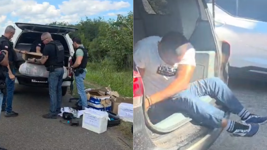 Imagem VÍDEO: Homem é preso com cocaína em carro pela polícia em perseguição na rodovia baiana; confira