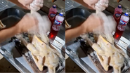 Imagem VÍDEO: Em meio a polêmica, bolsonarista lava frango com detergente Ypê