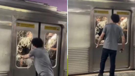 Imagem Homem é detido após quebrar janela e ameaçar passageiros em trem; veja vídeo