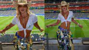 Imagem Virginia usa peça exclusiva feita à mão para assistir jogo entre Brasil x Japão