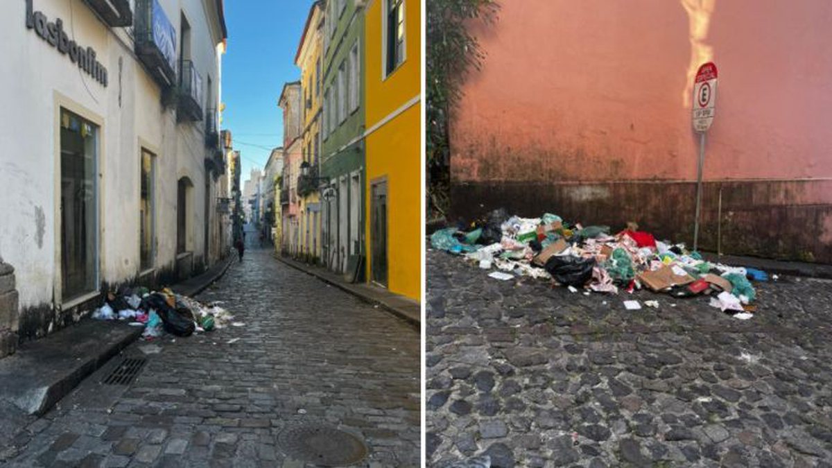 Em meio à paralisação dos garis, morador denuncia sujeira e lixo no Pelourinho: “Entregue as batatas”