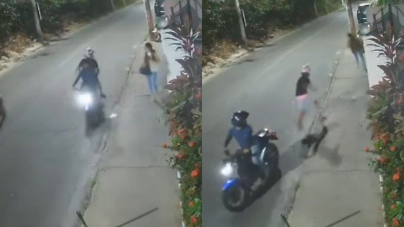 Câmera de segurança registra mulher sendo perseguida durante assalto no Costa Azul\u003B assista