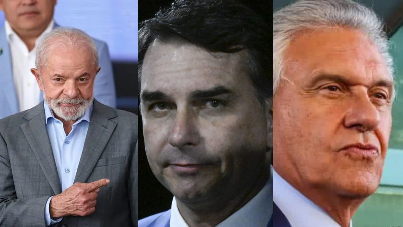 Lula, Flávio Bolsonaro e Ronaldo Caiado - Marcelo Camargo/Agência Brasil, Carlos Moura/Agência Senado e Valter Camargo/Agência Brasil