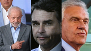Lula, Flávio Bolsonaro e Ronaldo Caiado - Marcelo Camargo/Agência Brasil, Carlos Moura/Agência Senado e Valter Camargo/Agência Brasil