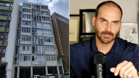 Fachada do apartamento de Eduardo Bolsonaro - Divulgação/Caixa e Reprodução/Redes Sociais