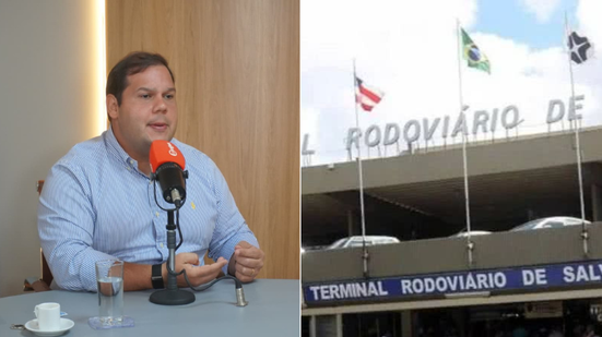 Décio Martins, secretário da Semop, e antiga rodoviária de Salvador - Devid Santana/Bnews e Camila Souza/GOVBA