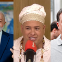 Lula, Pai Fábio D'Oxum e Flávio Bolsonaro - Ricardo Stuckert/PR, Bnews e Vittor Salles/PL