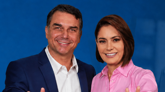 Flávio Bolsonaro e Michelle Bolsonaro - Divulgação/PL