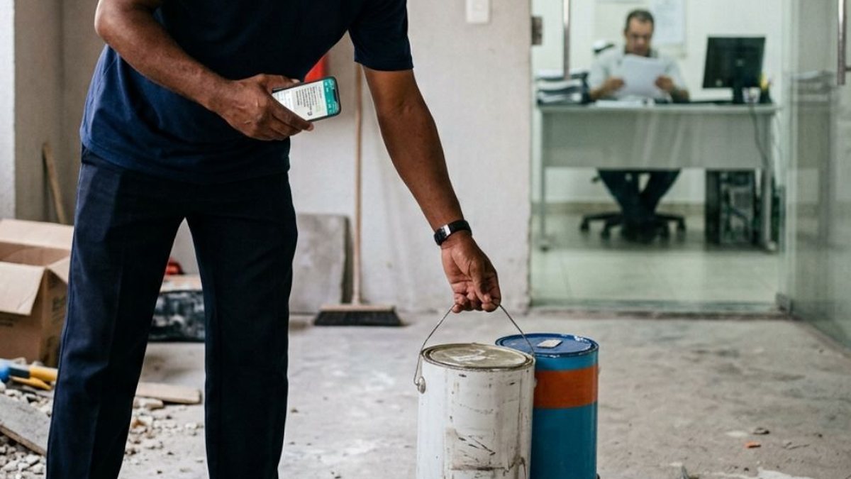 Porteiro com 19 anos de serviço é demitido por justa causa e perde R$ 96 mil após pegar tintas descartadas em obra - Foto