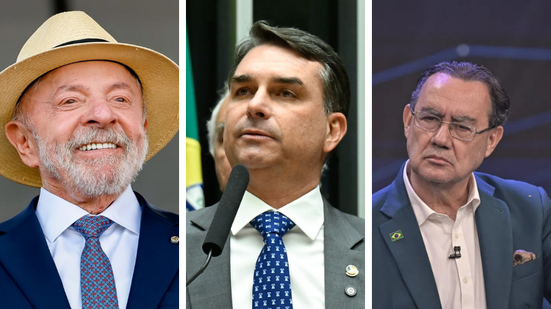 Lula, Flávio Bolsonaro e Augusto Cury - Ricardo Stuckert, Andressa Anholete/Agência Senado e Renato Pizzutto/Band