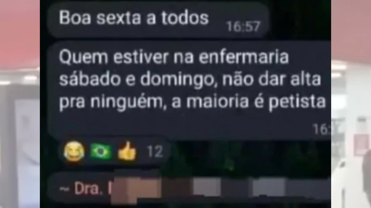 Vereador denuncia médica que teria suspendido alta de pacientes até o fim da eleição: "Maioria é petista"