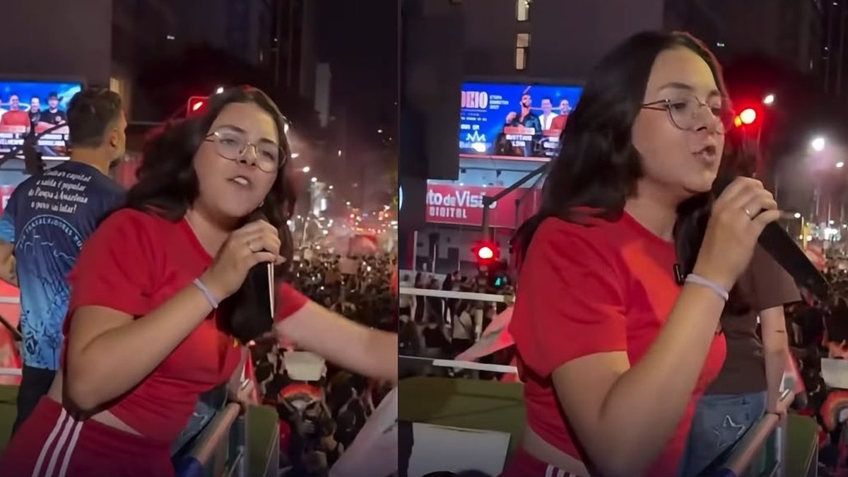 Jovem petista homenageia pai, vítima da COVID -19, durante manifestação e acusa a família Bolsonaro de facismo