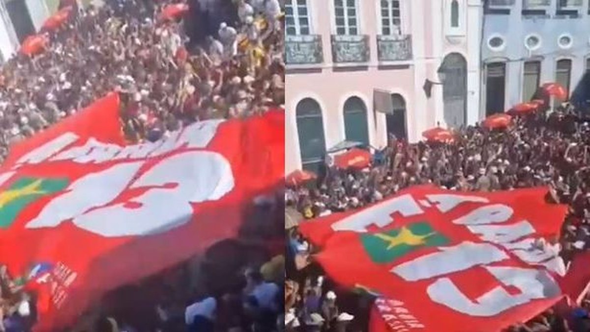 Vdeo Faixa gigante em apoio a Lula toma conta de show do | Brasil | QTU Notícias