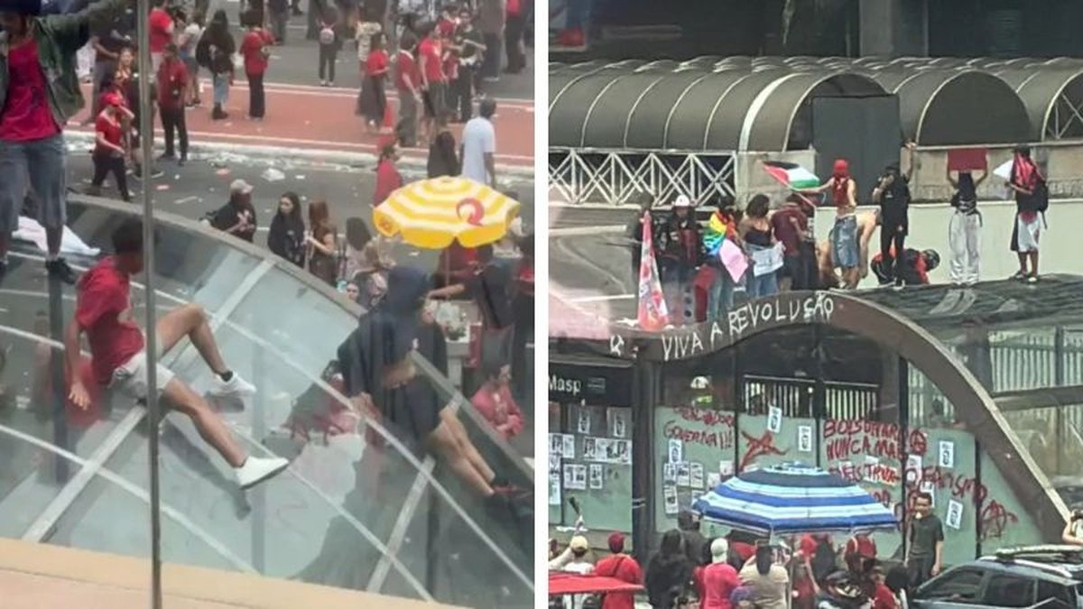 Vídeo: Em ato de Lula, manifestantes picham e quebram estações de metrô
