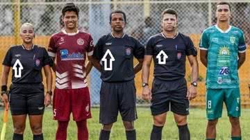 Árbitros em competição oficial com uniformes da Topper supostamente falsos