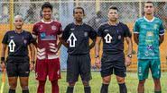 Árbitros em competição oficial com uniformes da Topper supostamente falsos