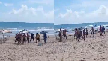VÍDEO: Torcidas organizadas de Atlético\u002DMG e Vitória brigam na orla de Salvador