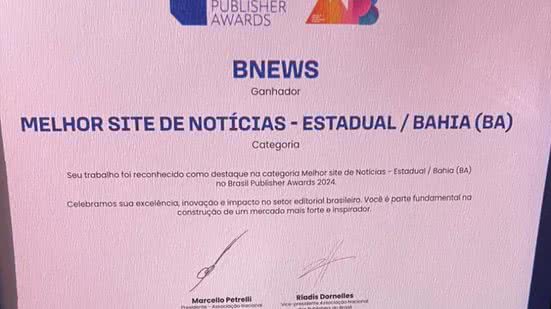 Imagem Assembleia Legislativa concede moção de aplausos ao BNEWS por prêmio de Melhor Site de Notícias da Bahia