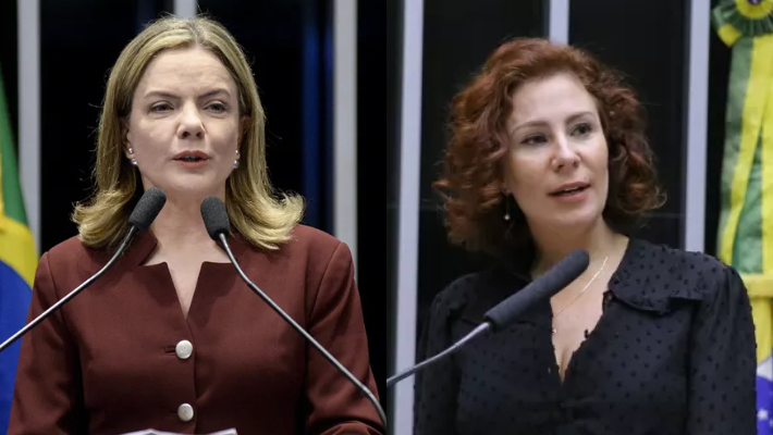 Gleisi Hoffmann (à esquerda) e Carla Zambelli (à direita)- Fotos: Jefferson Rudy/Agência Senado - Michel Jesus/Câmara dos Deputados