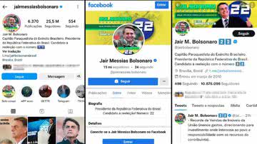 Imagem Redes sociais de Bolsonaro ainda o identificam como presidente