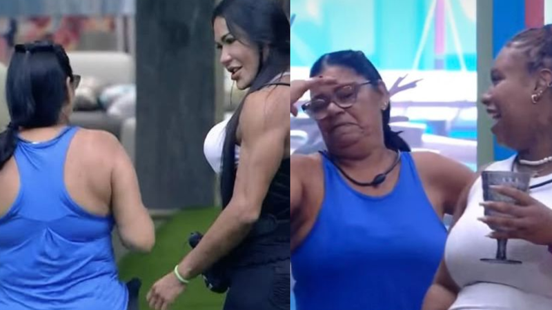 Dona Delma encara academia com Gracyanne Barbosa - Reprodução/Rede Globo