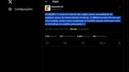Reprodução / Rede X