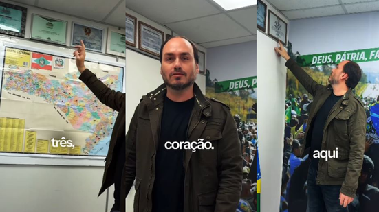 Imagem Carlos Bolsonaro grava vídeo com mapa de Santa Catarina e acende alerta no cenário político