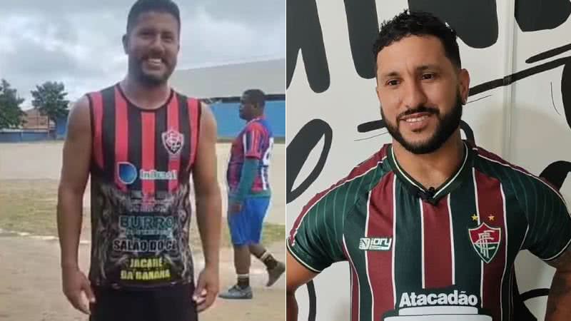 Wilker Silva (esquerda) e João Grilo, jogador do Flu de Feira (direita) - Montagem BNews/Redes sociais/TV Tourão