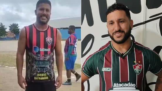 Wilker Silva (esquerda) e João Grilo, jogador do Flu de Feira (direita) - Montagem BNews/Redes sociais/TV Tourão