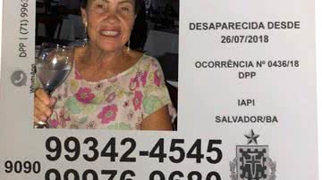 Imagem Idosa desaparecida em Salvador é encontrada morta em Madre de Deus