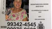 Imagem Idosa desaparecida em Salvador é encontrada morta em Madre de Deus
