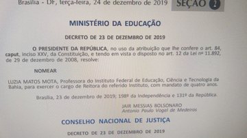 Reprodução/Diário Oficial