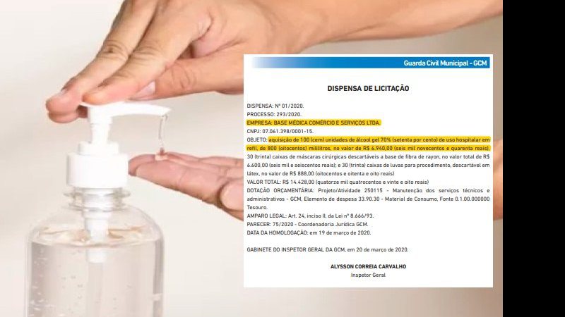 Imagem Guarda Municipal de Salvador compra álcool em gel com valor cinco vezes superior
