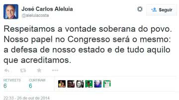 Imagem Após derrota de Aécio, Aleluia diz: respeitamos a vontade soberana do povo