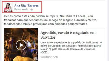 Imagem Ana Rita apela para propaganda paga na internet e pode ser multada