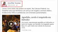 Imagem Ana Rita apela para propaganda paga na internet e pode ser multada