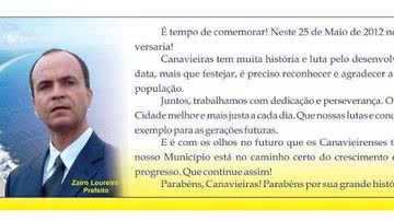 Imagem Canavieiras: prefeito parabeniza cidade usando foto de Ilhéus