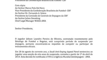 Imagem Por causa de documento que o pune até 2022, Jobson não joga pelo Botafogo