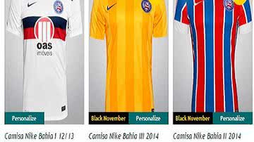 Imagem Má fase e troca de fornecedor fazem preços de camisas do Bahia despencarem