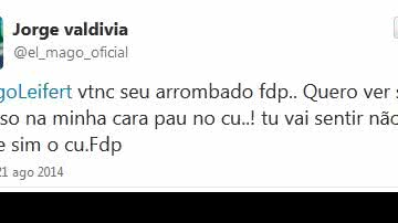 Imagem Valdivia se irrita com brincadeira e xinga Tiago Leifert