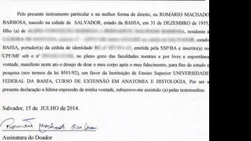 Imagem Ator baiano doa o próprio corpo com medo de ser enterrado vivo