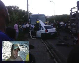 Imagem Homem morre ao bater carro de frente com caminhão