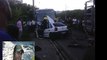 Imagem Homem morre ao bater carro de frente com caminhão