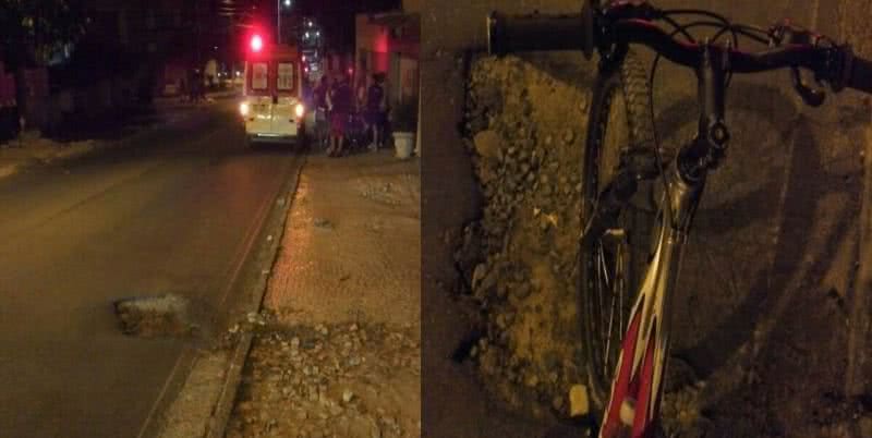 Imagem Mulher sofre grave acidente por causa de buraco na Ladeira do Abaeté