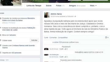 Imagem Almiro Sena dá ‘adeus’ pelas redes sociais