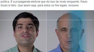 Imagem Campanha de Rui ainda tenta afastar na justiça ACM Neto de propaganda de Souto