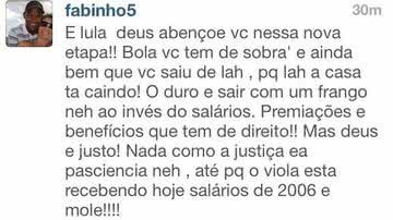 Imagem Fabinho detona o Bahia e cobra salários atrasados