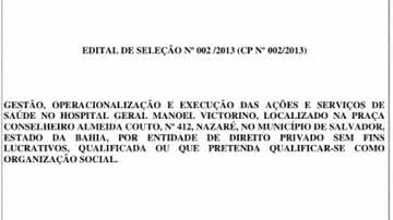 Imagem Hospital Manoel Vitorino: sindicato condena "privatização" que começou